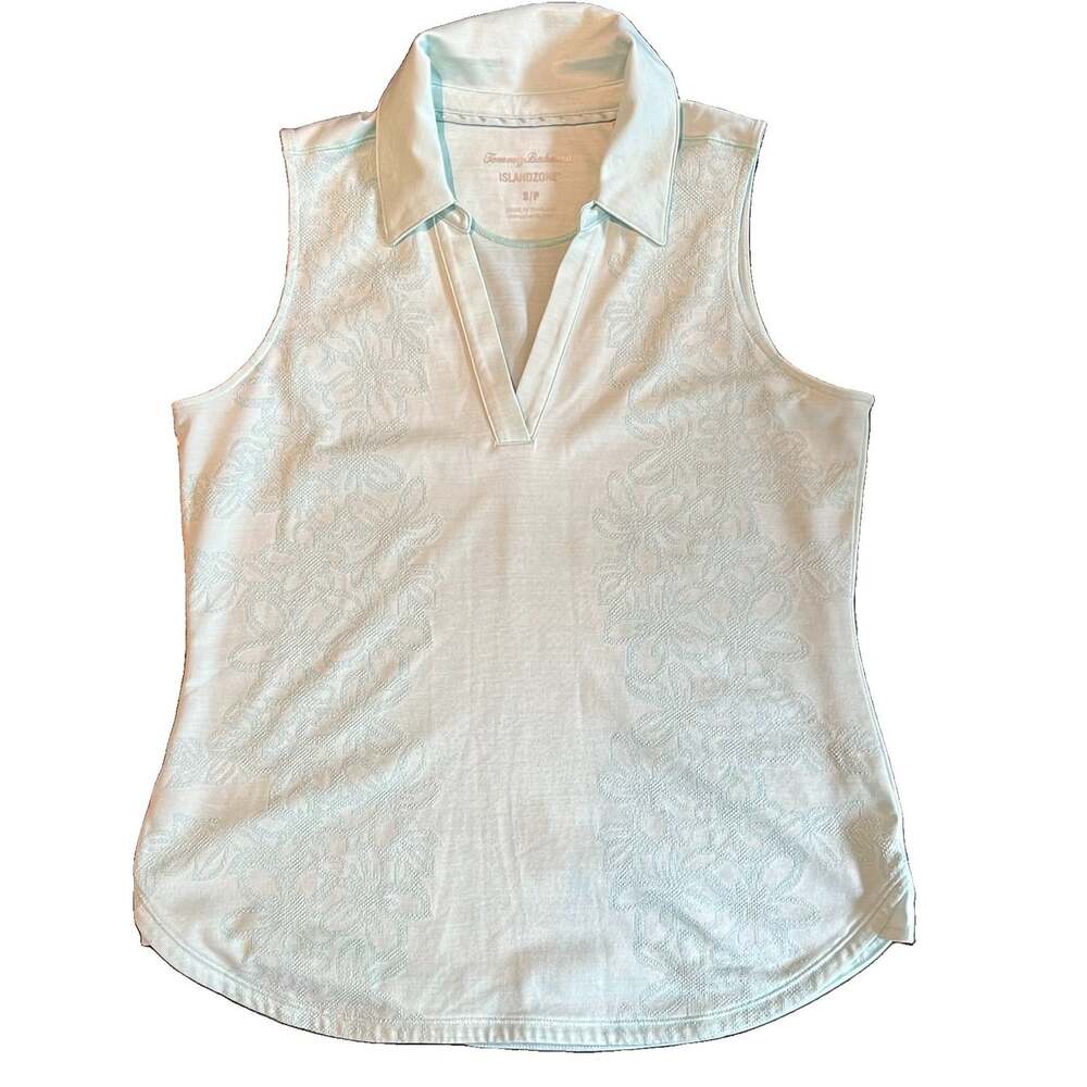 Tommy Bahama Women’s Polo Shirt Size Small IslandZone Sleeveless Jacquard Golf